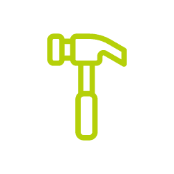 step-6 Icon of a person wearing a cap and overalls, drawn in a simple, dark blue outline.